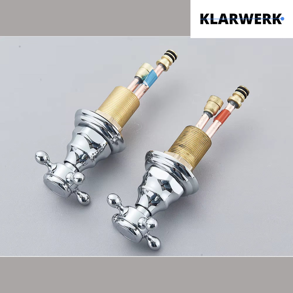 JULIAN | Rubinetto da bagno vintage a 3 fori cromo lucido Lavello in acciaio inossidabile retrò premium | Antico miscelatore 2 maniglie argento