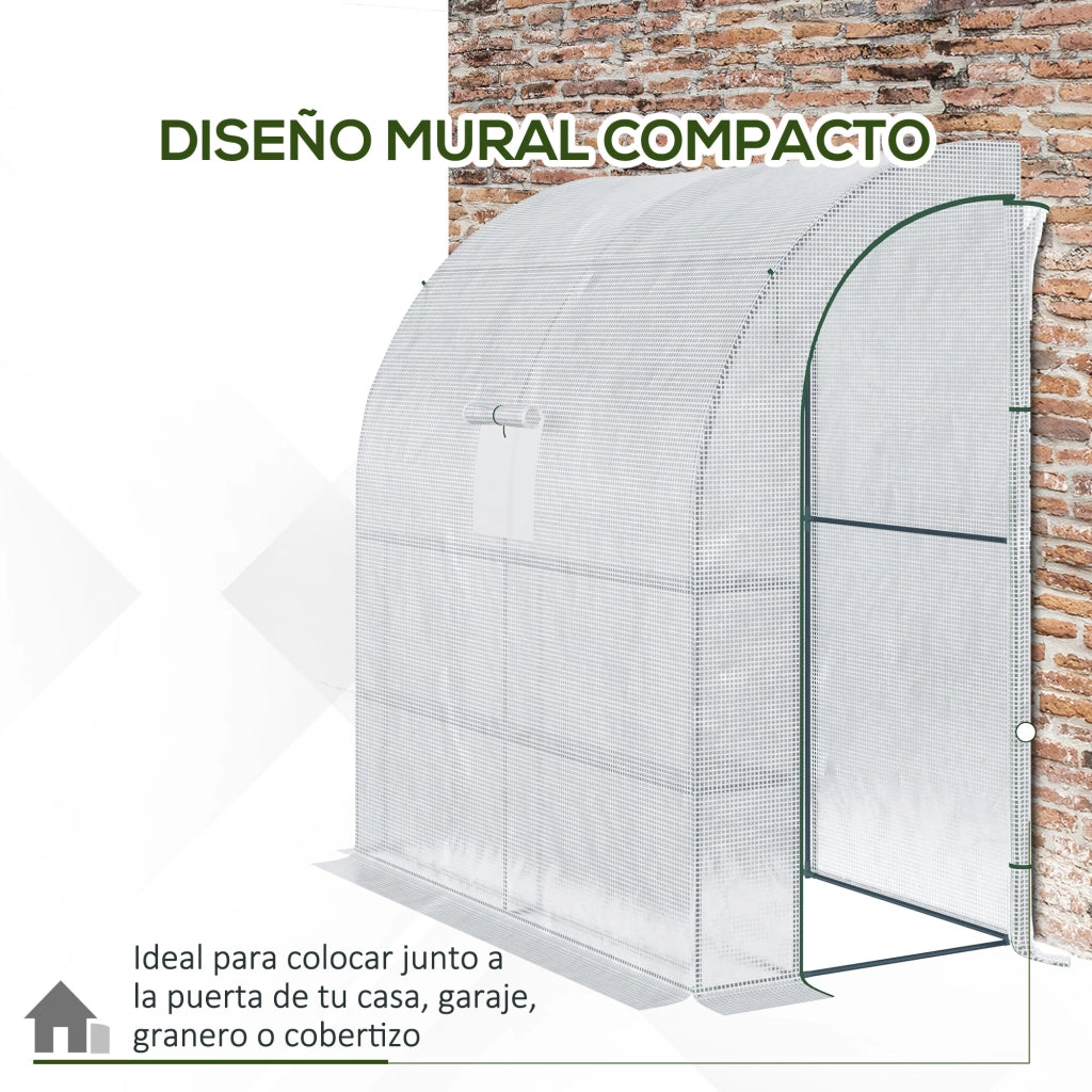 Serra da Giardino con 3 Ripiani e Finestre ¨C Zephmum ¨C 200x100x215 cm Bianco