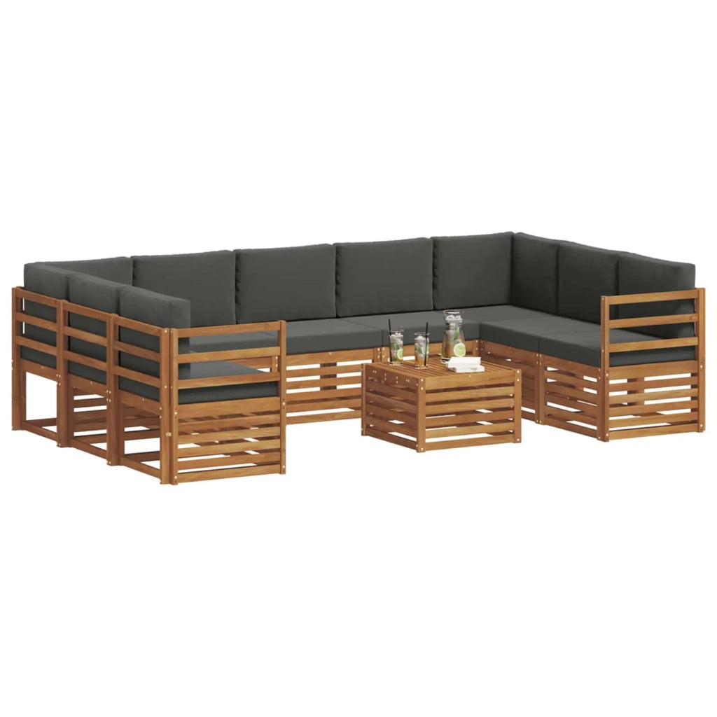 Set divani 10 pcs Naturale e Antracite Legno di Acacia Massello 3375502