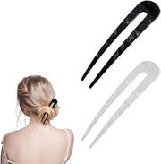 Set di 2 clip per capelli in stile cinese retro con forma a U - Spilloni per capelli per donne