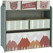Armadio per bambini con 6 contenitori in tessuto ¨C zephmum ¨C verde 63x30x66 cm