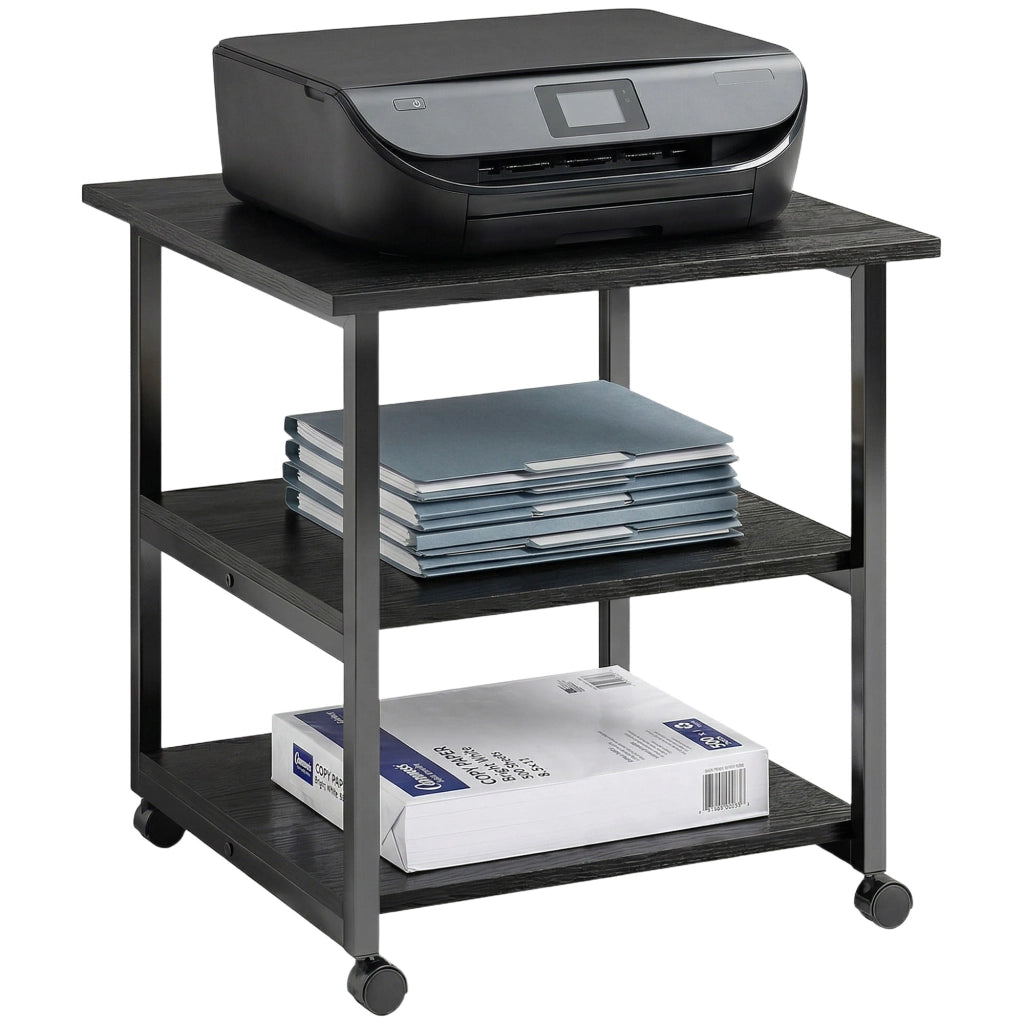 Tavolino mobile con 3 ripiani e ruote ¨C zephmum ¨C 50x50x52,5 cm