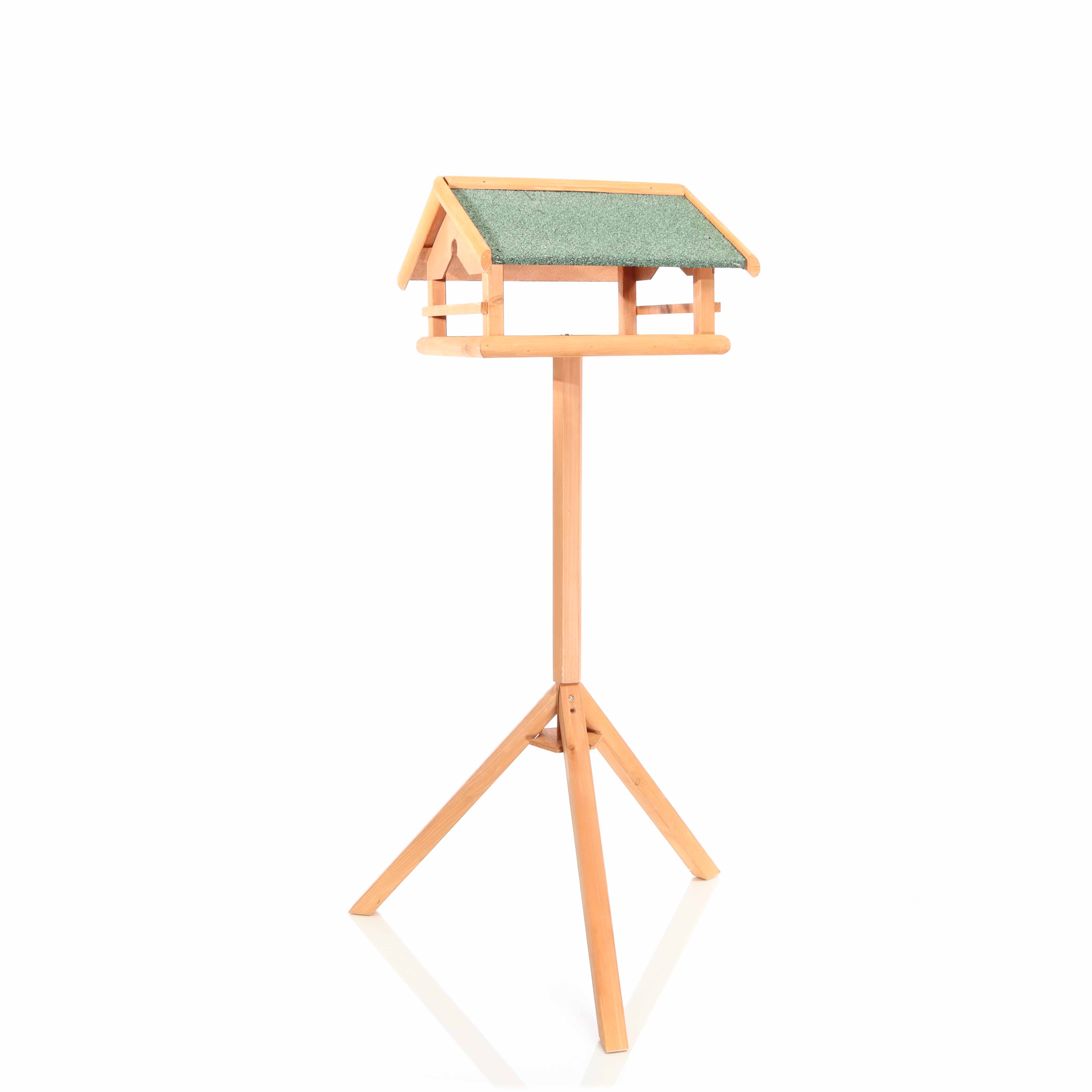 Toboli Mangiatoia per uccelli con palo in legno Per uccelli selvatici 119 cm Tetto in bitume