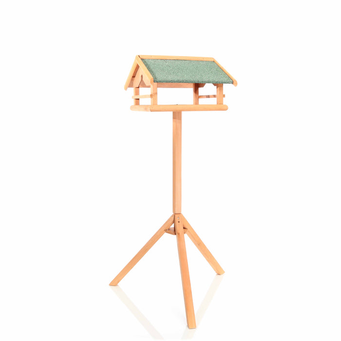 Toboli Mangiatoia per uccelli con palo in legno Per uccelli selvatici 119 cm Tetto in bitume