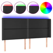Testiera | Testata a LED Nera 203x16x118/128 cm in Similpelle