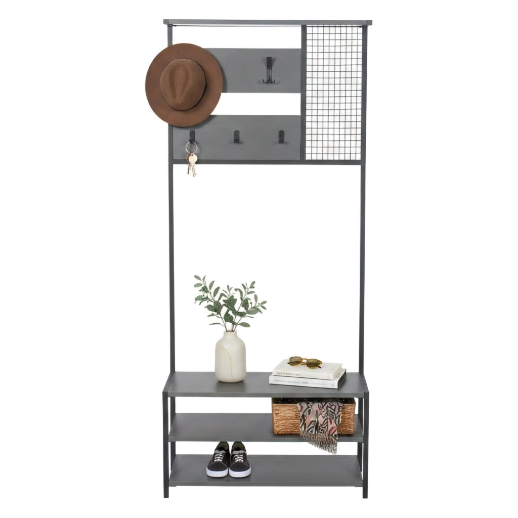 Varsavia, Mobile da Ingresso 3 Ripiani, 78x30x182h cm Nero Antracite