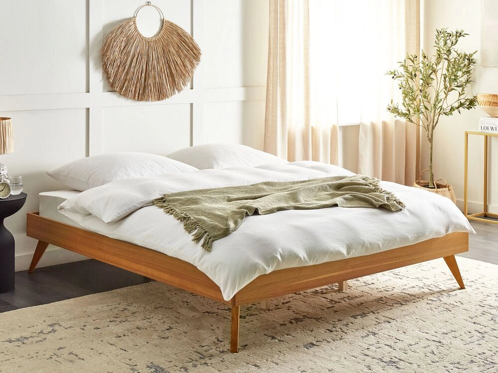 Letto 180 x 200 cm in frassino naturale MDF con rete a doghe Stile minimalista scandinavo