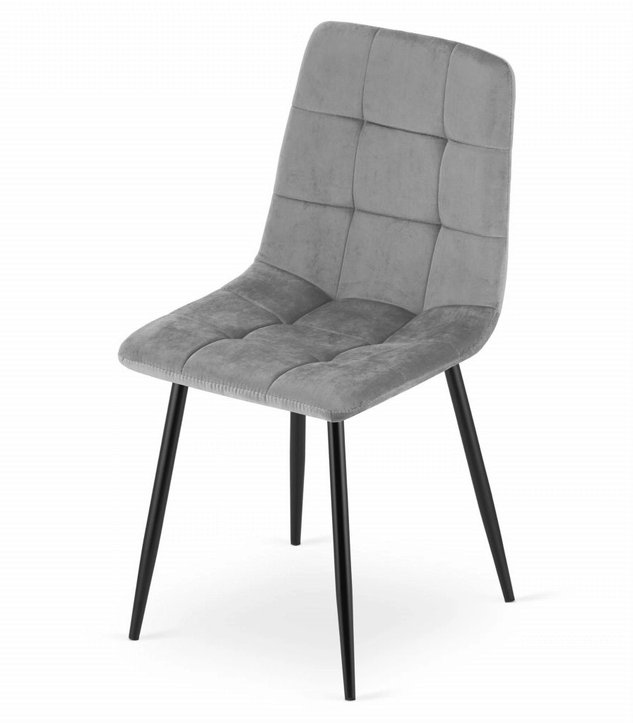 Sedia da pranzo Valora PYRA - Velluto grigio chiaro con gambe in metallo nero x1