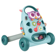 Camminatore montessori pulsante ovale rimovibile gioco forme maracas perline, Camminatore uccellino scorrevole 2 girandole bambini educativo Blu