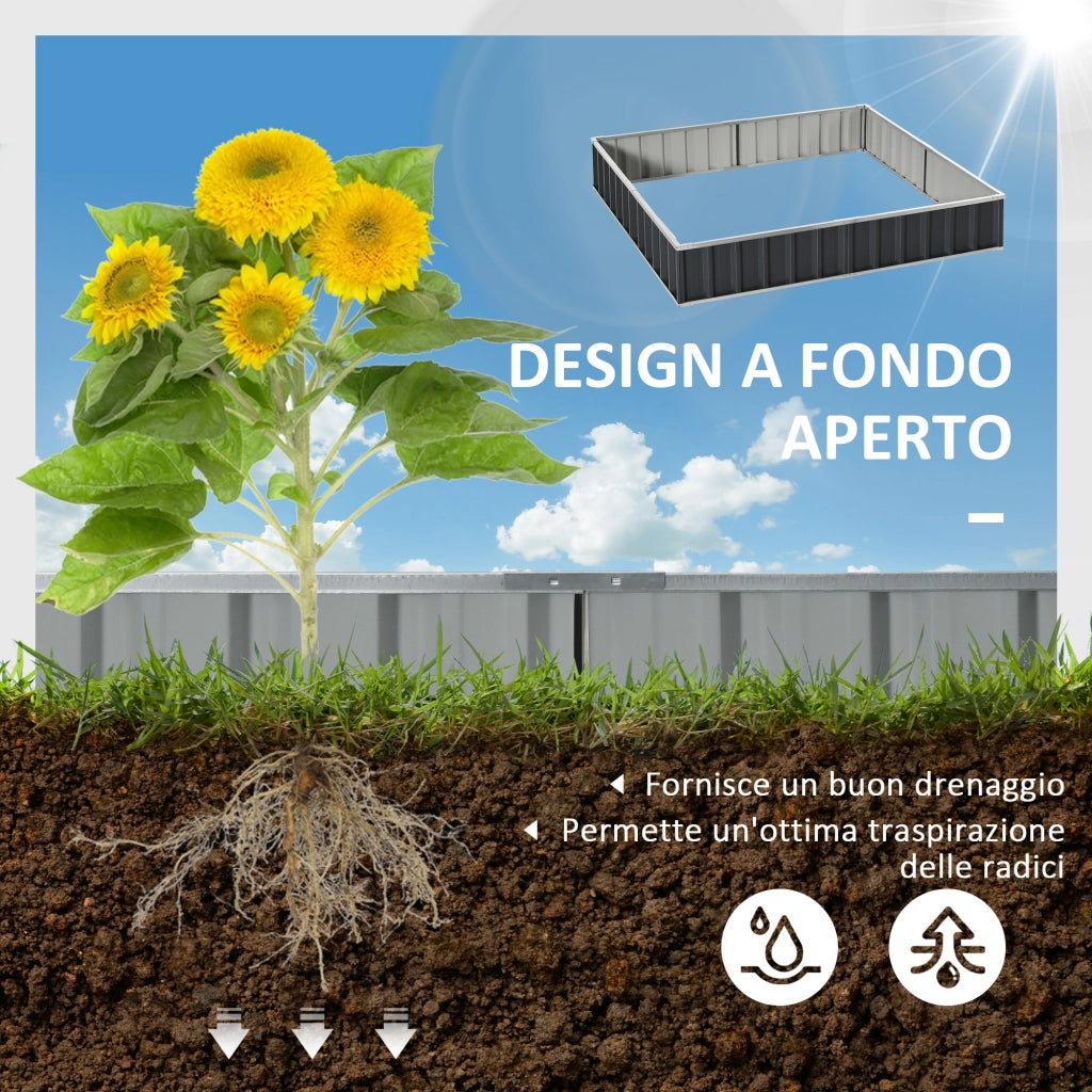 Aiuola Rialzata Modulare per Giardino ¨C Zephmum ¨C Acciaio Zincato Grigio Scuro 258x90x30 cm