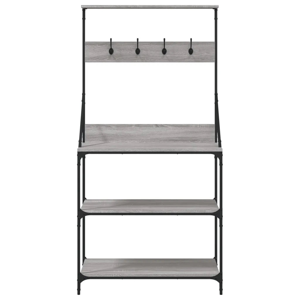Mensola da cucina-Scaffale Cucina Ganci 4 Ripiani Grigio Sonoma Legno Multistrato