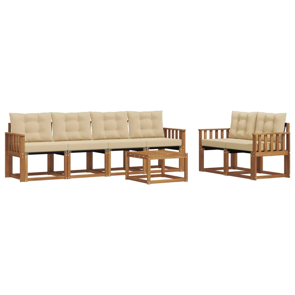 Set di divani da esterno con cuscino 7 pcs Naturale e Beige 3368424