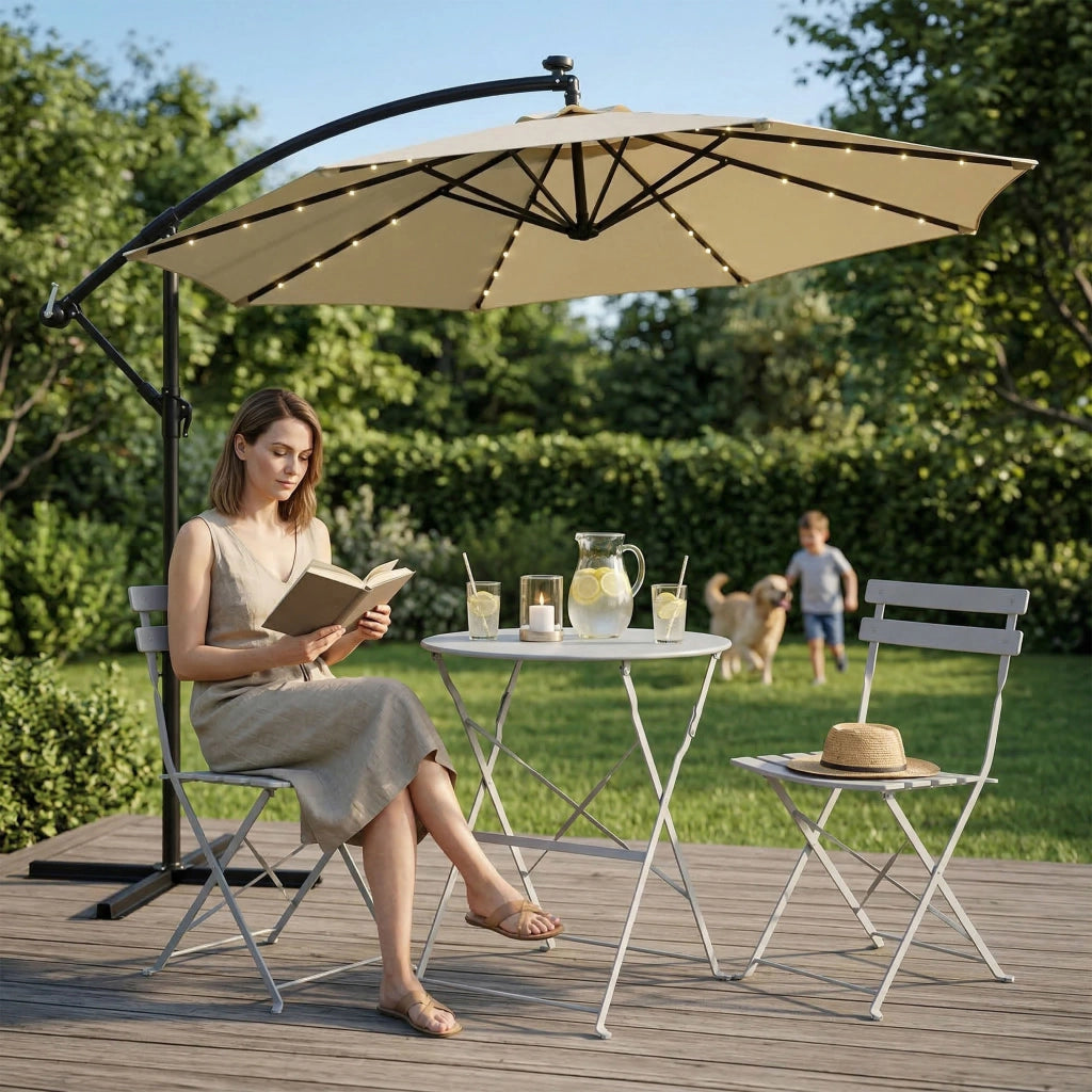 Set di mobili da balcone ORION Tavolo rotondo e 2 sedie in elegante grigio