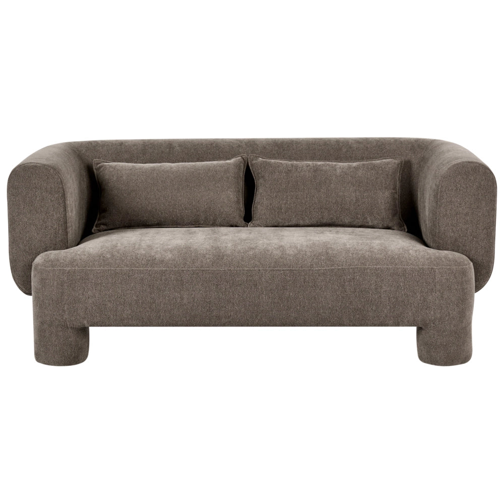 Set da salotto Divano a 3 posti morbido e curvo in tessuto marrone Poltrona Loveseat Stile retrò minimalista