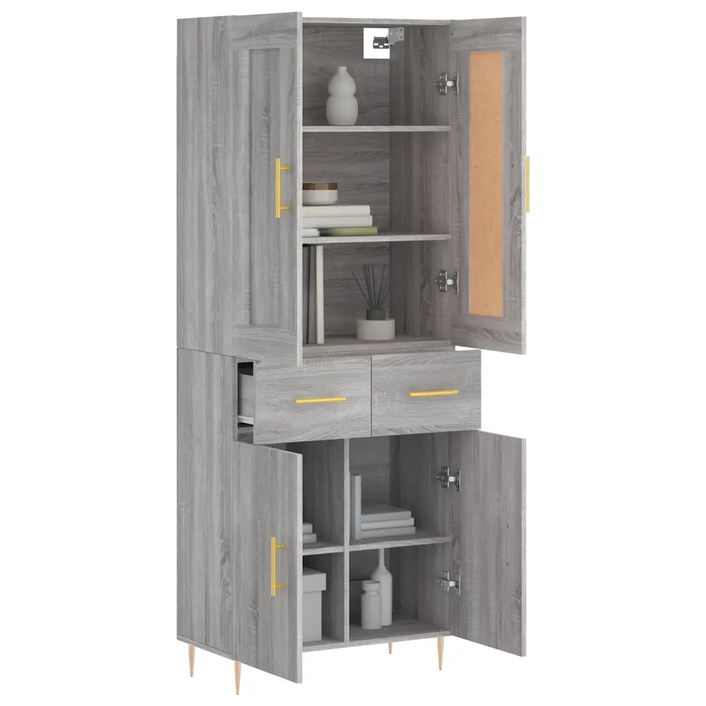vidaXL Credenza Grigio Sonoma 69,5x34x180 cm in Legno Multistrato