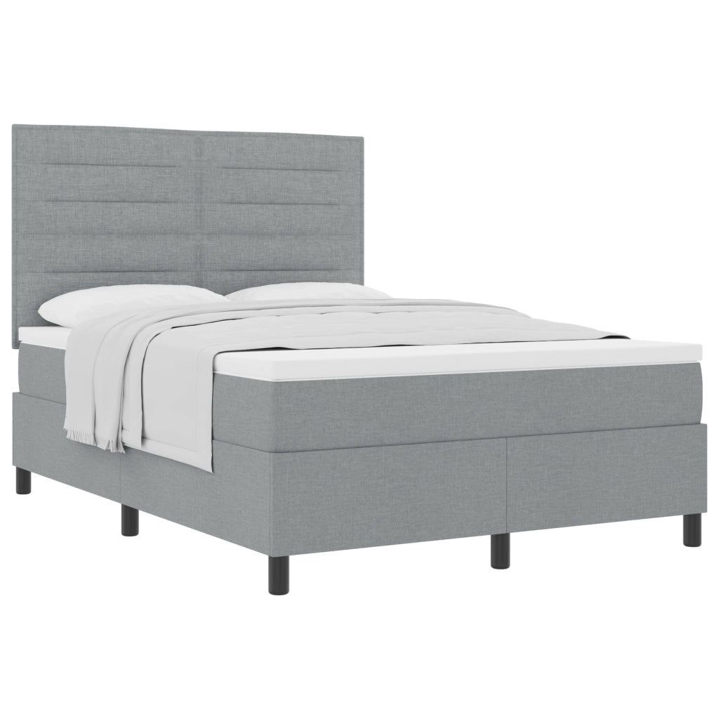 Letto Box Spring e Materasso Grigio Chiaro 160x200 cm in Tessuto