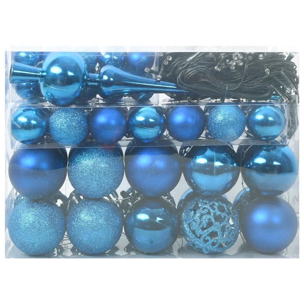 Set di Palle di Natale con 150 LED 61 pz Blu Plastica CFW1826929
