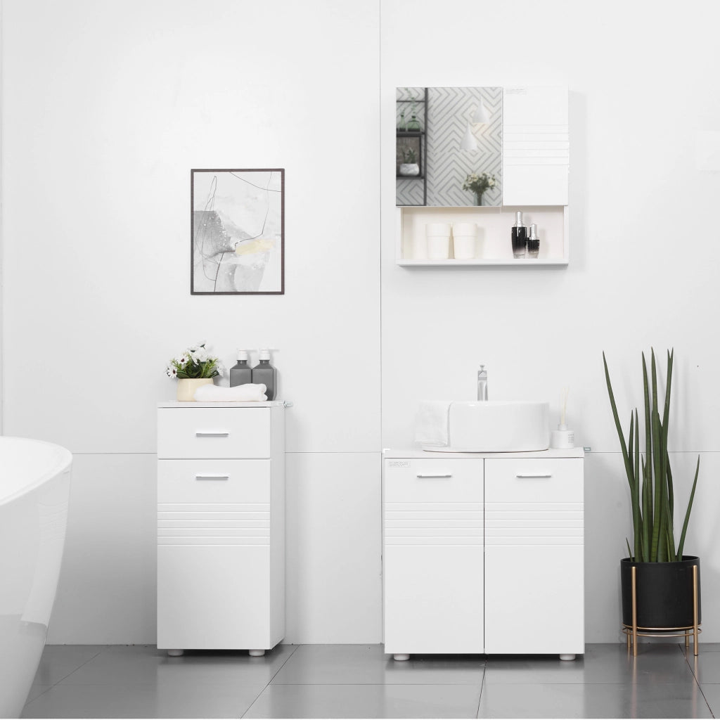 Mobile Bagno in Legno con Cassetto e Armadietto 1 Anta con Mensole. 35x30x77.5cm