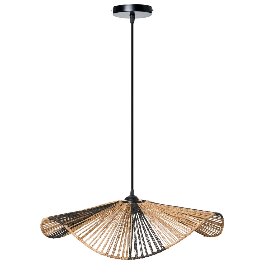 Lampada a sospensione in iuta naturale intrecciata in stile bohémien Lampadina aperta fatta a mano Illuminazione