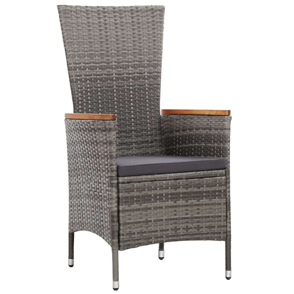 Set da Pranzo da Giardino 9 pz con Cuscini in Polyrattan Grigio cod mxl 34603