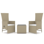 Set Mobili da Giardino 3 pz | Set Salotto da Giardino Beige Polyrattan e Acciaio