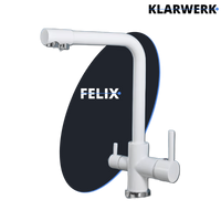 FELIX| Rubinetto per acqua potabile premium a 3 vie bianco opaco | miscelatore da cucina ad osmosi in acciaio inossidabile|Filtro 3 connessioni gastro