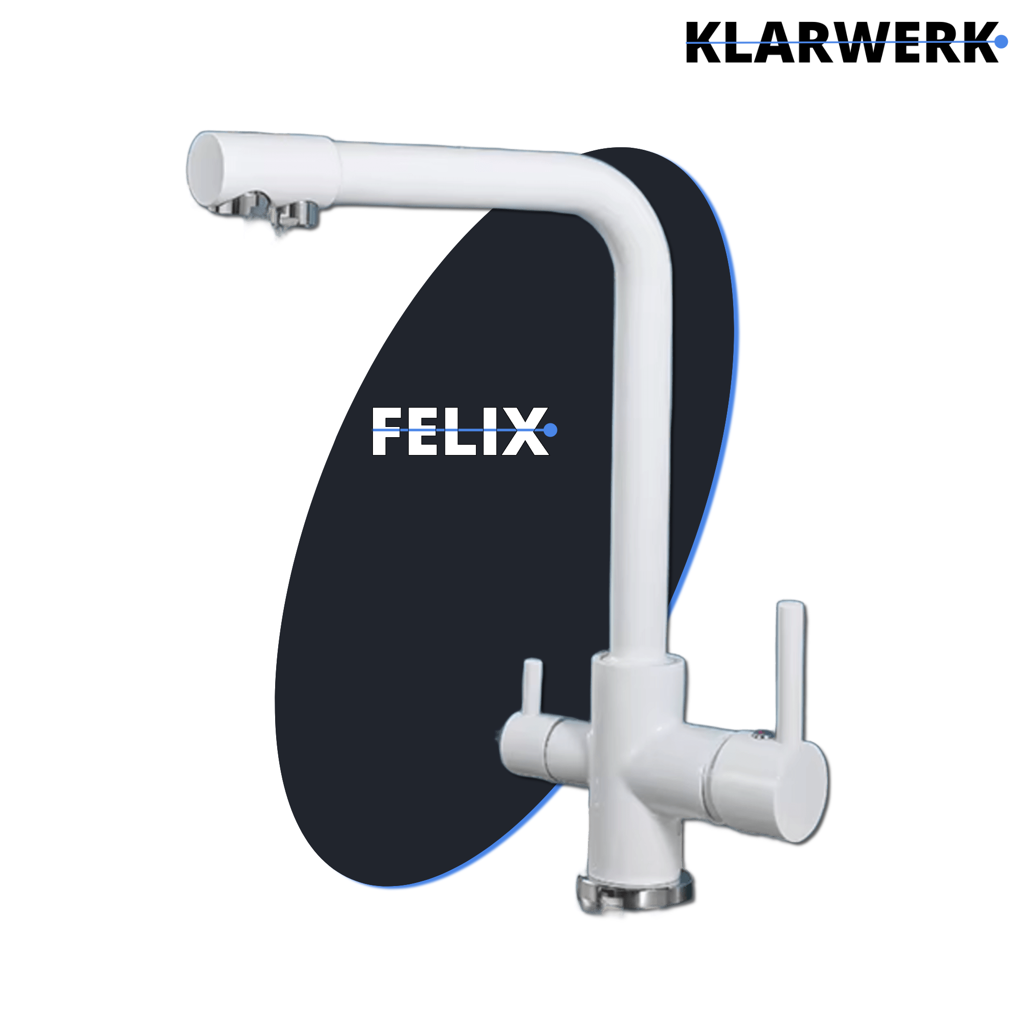 FELIX| Rubinetto per acqua potabile premium a 3 vie bianco opaco | miscelatore da cucina ad osmosi in acciaio inossidabile|Filtro 3 connessioni gastro