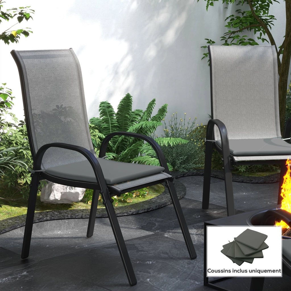 Cuscini per sedie da giardino ¨C zephmum ¨C 6 pezzi grigio scuro tessuto poliestere 42x42 cm