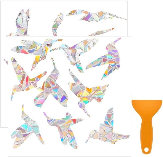 Decorazioni per finestre - Protezione degli uccelli - Set di 19 fogli - Lame in plastica - Riciclabile - Decorazione per finestre