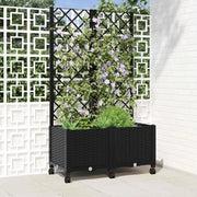 Vaso da giardino con grigliato e ruote Nero 80 x 40 x 146 cm PP 3422970