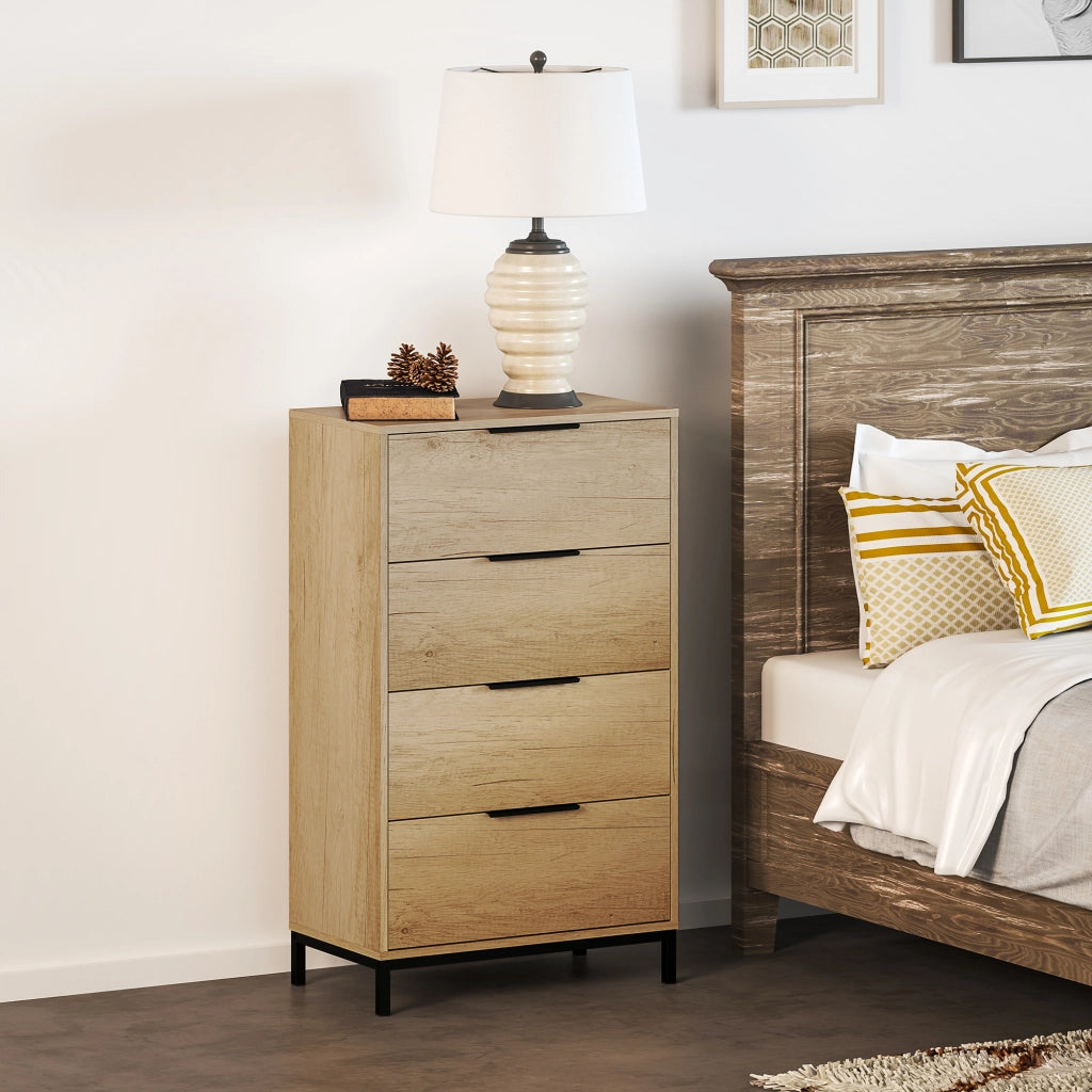 Cassettiera Comodino ¨C Zephmum ¨C 62x35x105 cm Legno Naturale