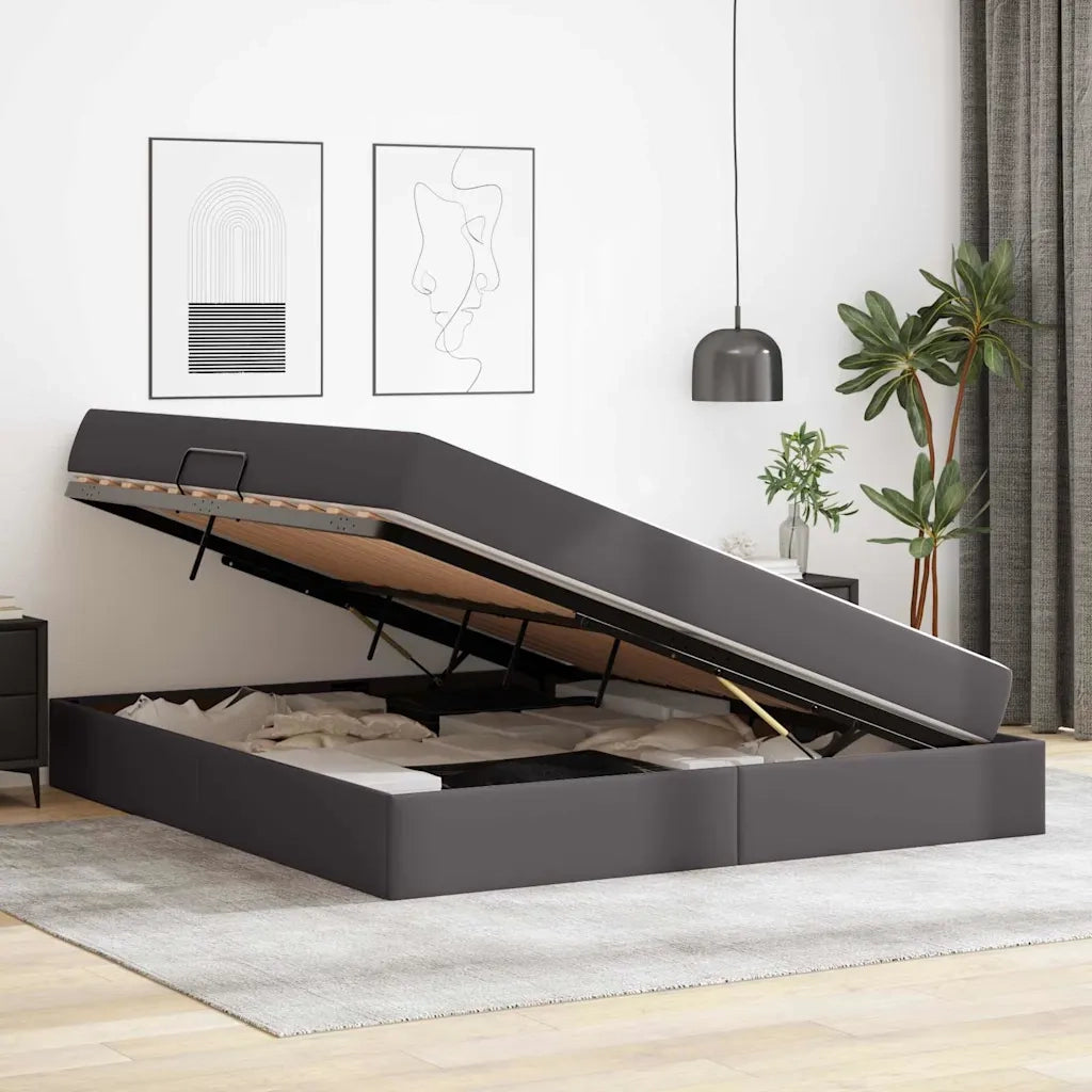 Letto con contenitore e materasso 2 pcs Grigio Pelle 3399622