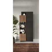 Vetrina 2 porte collezione DOMI. Colori grigio antracite e rovere scuro.