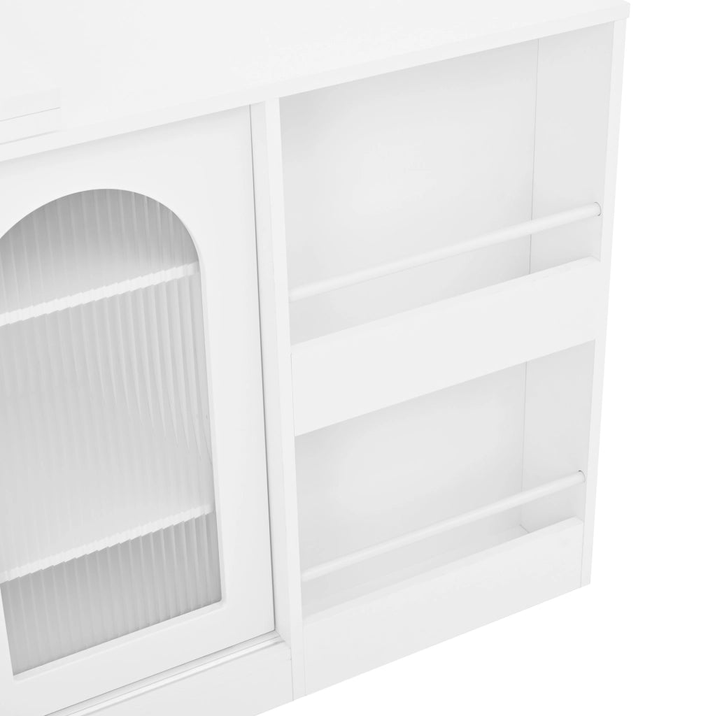 Bartisch 121.5x40x76.7 cm girevole 360° e allungabile in MDF bianco