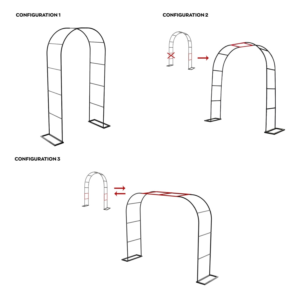 Kiros - Arco Floreale Da Giardino con Base Lunghezza e Altezza Regolabili Supporto per piante in Metallo Nero