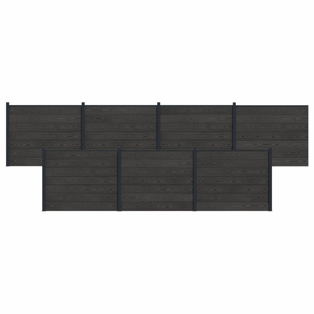 Pannello di Recinzione 7 pcs WPC e Alluminio Nero