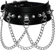 Collare Punk con Cinturino - Materiale PU Pelle - Lunghezza Regolabile 30-40 cm - Larghezza 4,5 cm - Materiale Comodo