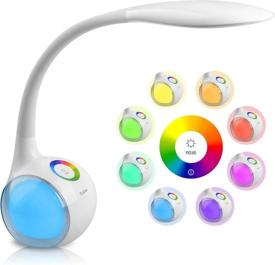 Lampada da scrivania per bambini - cambiamento di colore - regolabile - 3 livelli di luminosità - bianca Lampada da scrivania