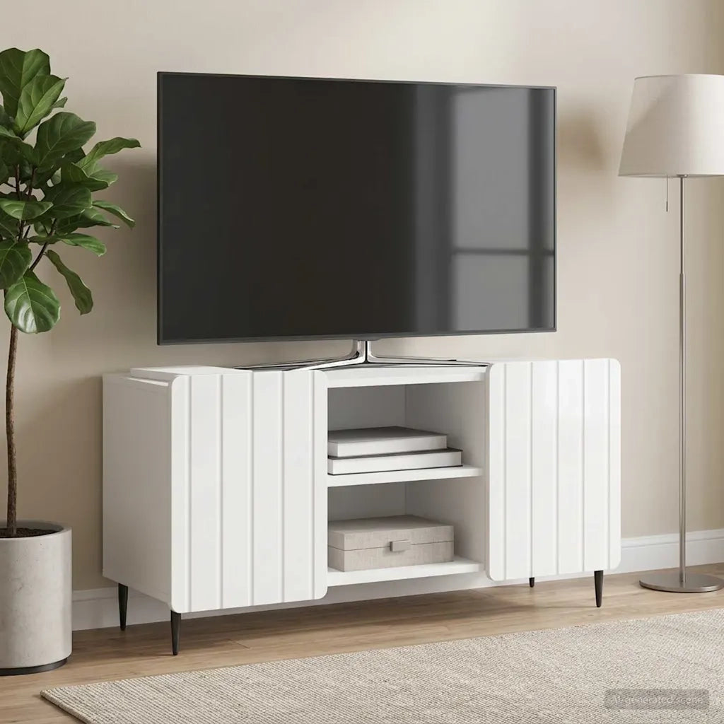 Mobile TV Bianco Lucido 102 x 34,5 x 52 cm Legno ingegnerizzato 894469