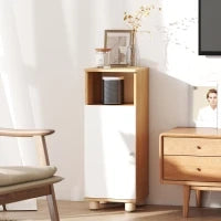 Mobiletto Bagno Salvaspazio con Armadietto a 2 Ripiani e Vano Aperto, 30x30x79.7 cm, Bianco e Legno