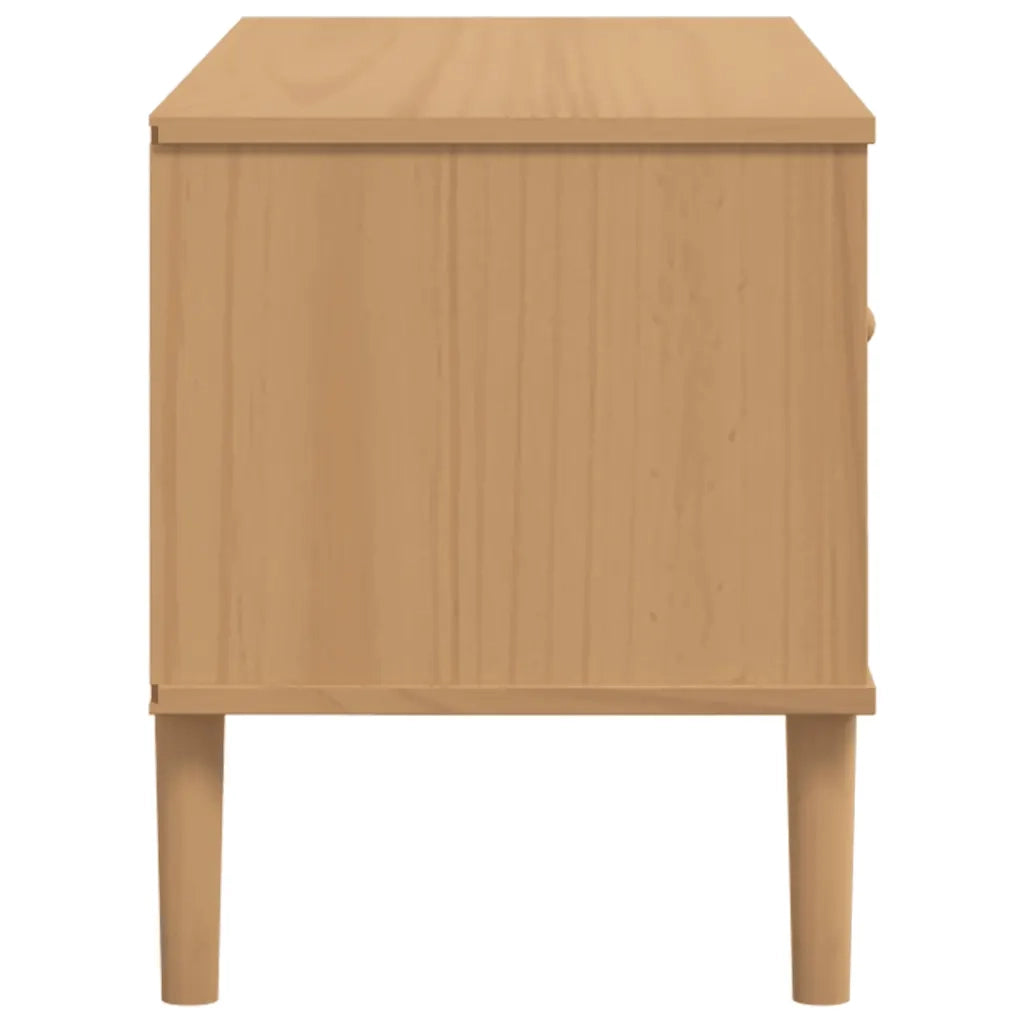 Mobile TV | Armadietto TV | Mobile Porta TV SENJA Aspetto Rattan Marrone 106x40x49 Massello Pino