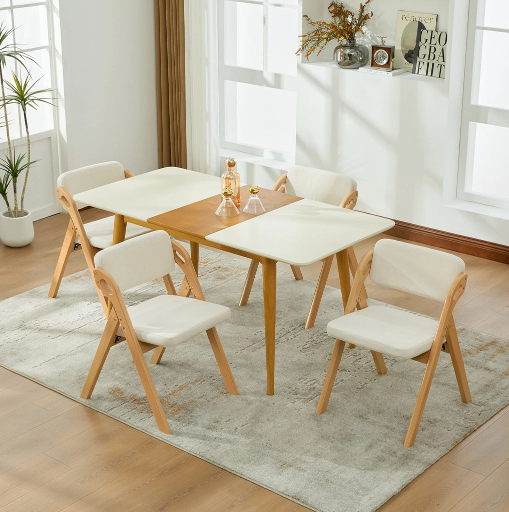 Sedia pieghevole imbottita con seduta in schiuma; legno; beige