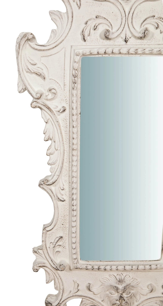 Biscottini Specchiera da parete in legno finitura bianco anticato Made in Italy SAGOMATA