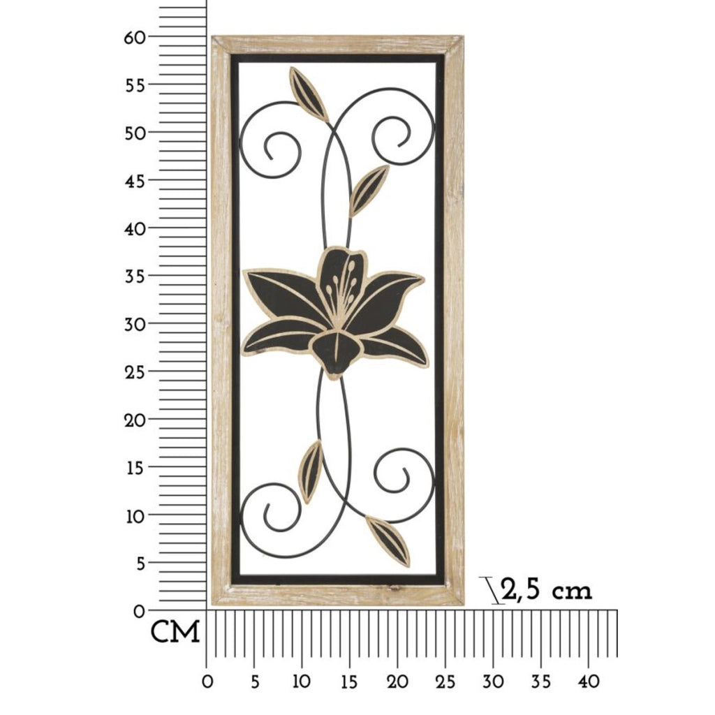 Decorazione in Metallo 3D Fiori 48, Marrone, Metallo, 26x2,5x60 cm