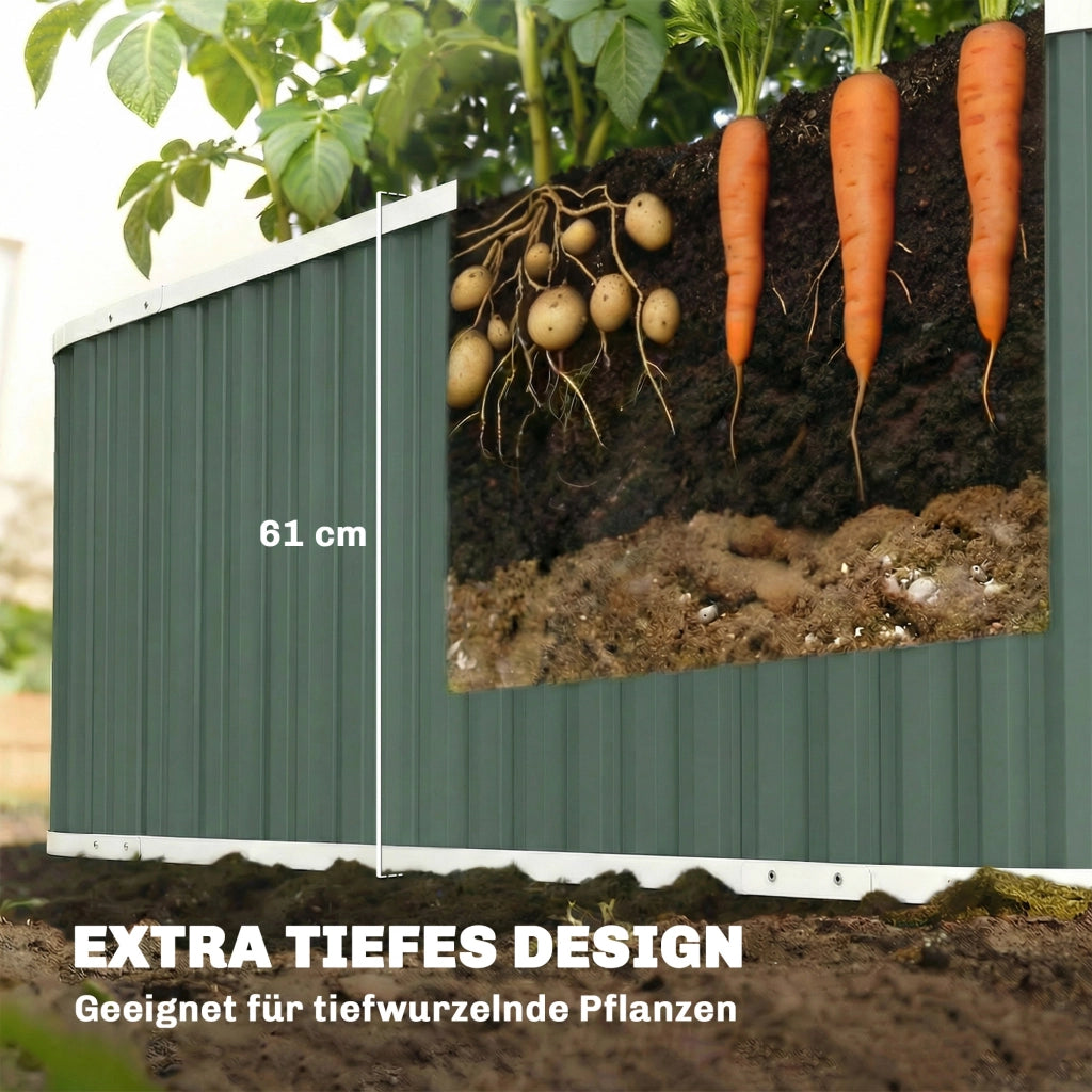 Letto rialzato in metallo da giardino ¨C Xylo ¨C 136x53x61 cm con bordi protettivi ed etichette piante