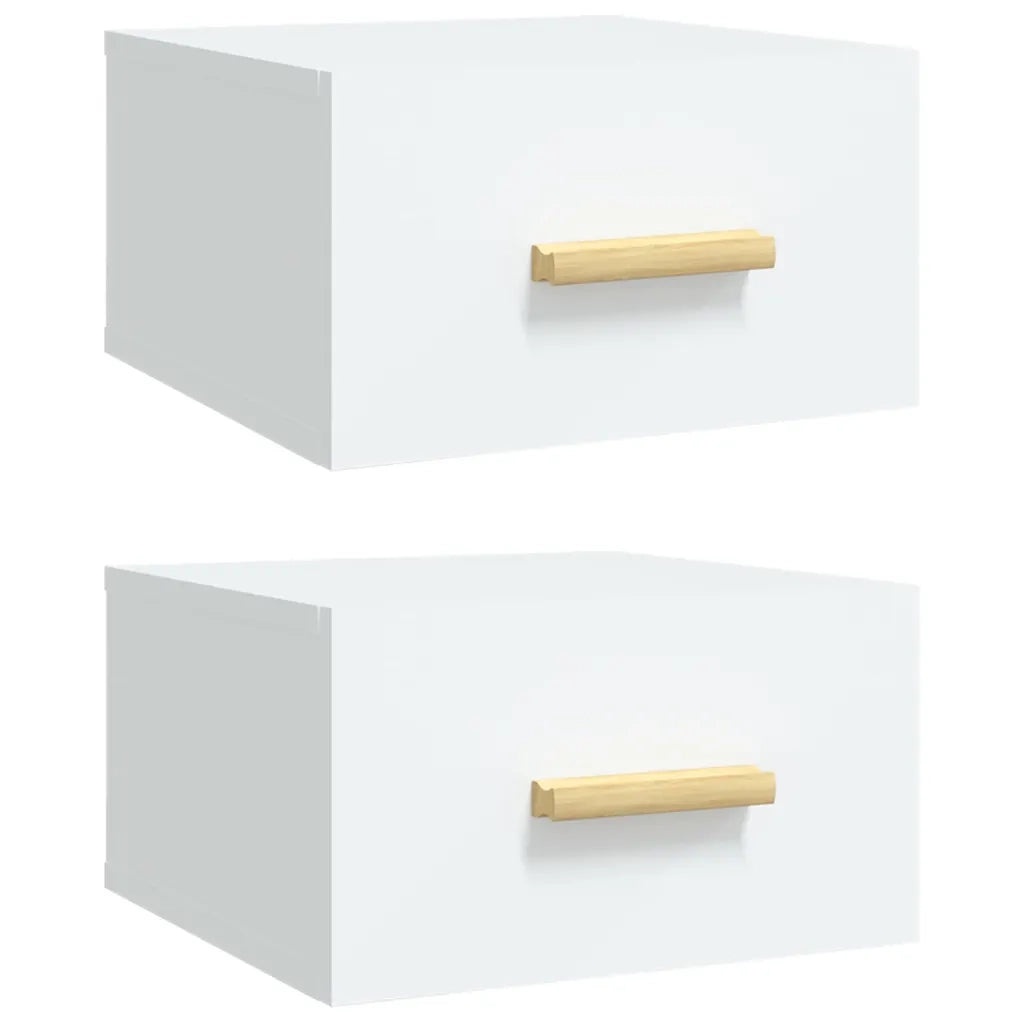 Set di 2 Comodini | Armadio da Notte | Mobiletto da notte a Muro Bianchi 35x35x20 cm