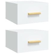 Set di 2 Comodini | Armadio da Notte | Mobiletto da notte a Muro Bianchi 35x35x20 cm