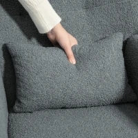 Sedia a Dondolo, Copertura Peluche, Cuscino Lombare, Antiscivolo, Fino a 120 kg, Grigio