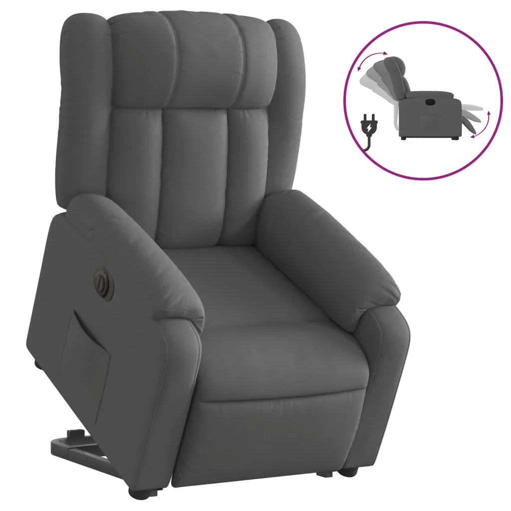 Poltrona Alzapersona Reclinabile Elettrica Grigio Scuro Tessuto 3205341