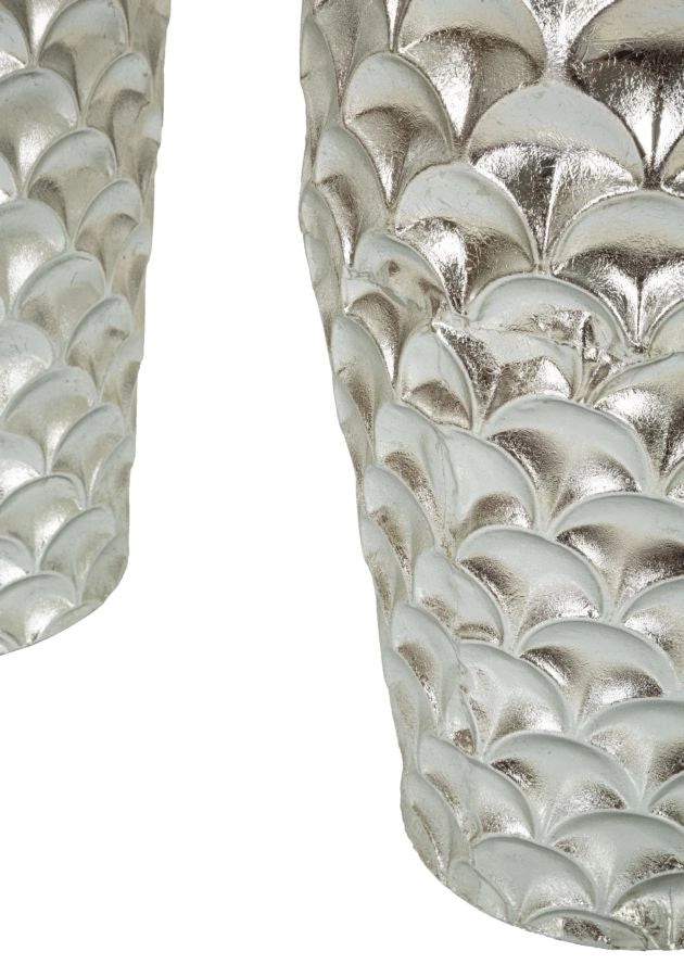 Porta Vasi Coppia Silvy Ø37x92 cm - Ø32x75 cm in Ferro Argento